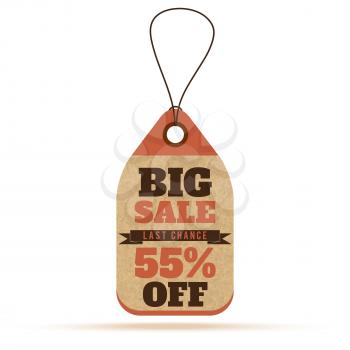 Price tags in vintage style. Big sale tags, labels with text and number percent