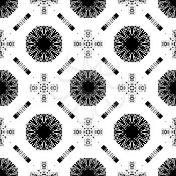 Seamless pattern with white tracery on a black background