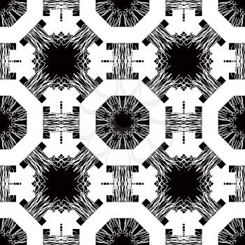 Seamless pattern with white tracery on a black background