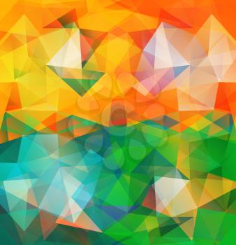 Triangle background. Pattern of geometric shapes. Multicolor mosaic banner with place for your text