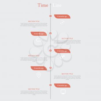 Timeline infographic with diagram and text months ago in retro style
