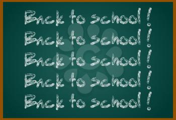 Back to school concept text on chalkboard with item icons