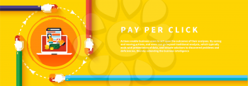 Pay per click internet advertising model when the ad is clicked. Modern flat design