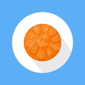 Basketball orange ball icon on blue background . Flat style