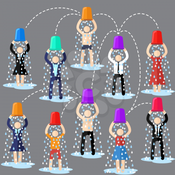 ALS Ice Bucket Challenge concept. Man pour bucket of ice topped their head