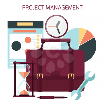 Flat design of project management with icons