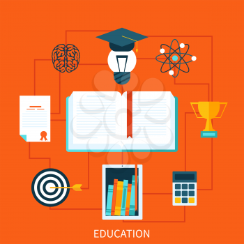 Flat design concepts of education and learning. Concepts for web banners and printed materials.