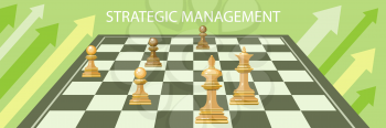 Business strategic management formation in the chess game. Concept in flat design style. Can be used for web banners, marketing and promotional materials, presentation templates