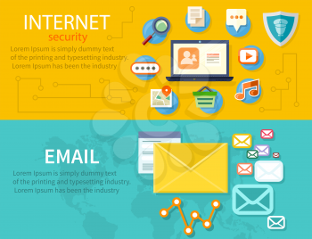 Computer internet security. Web images antivirus. Concept in flat design style. Email marketing and sales. Can be used for web banners, marketing and promotional materials, presentation templates