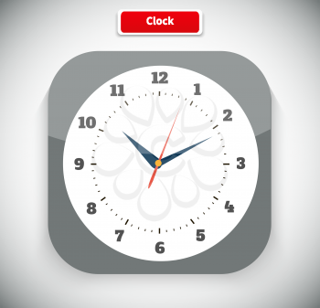 Time and clock icon. Time, watch, clock icon, alarm clock, wall clock,  digital clock, old clock. Clock flat icon. World time concept. Clock face blank. Vector simple classic white round wall clock