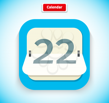 Calendar app icon flat style design. Calendar icon, calendar page, monthly calendar, date and time, web organizer application, button organize today illustration