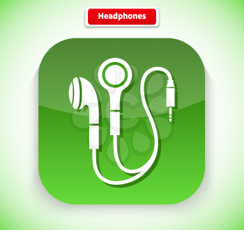 Headphone app icon flat style design. Music and headphones isolated, earphone and headphones icon, technology audio sound, listen device, gadget equipment illustration