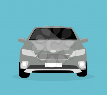 Car icon. Car icon object. Car Icon giraphic. Grey car. Auto car in flat style. Car with shadow. Car on blue background. Concept car. New car