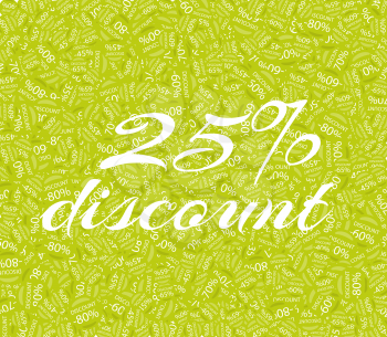 Sale labels background, end-of-season sale, discount tags percent text. Best discounts background with percent discount pattern. Green sale background. Sale banner. Percent with numbers 25