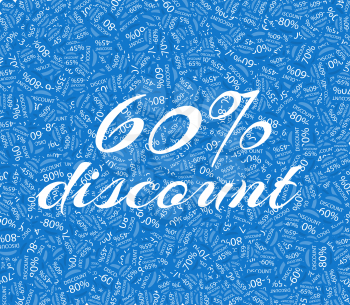 Sale labels background, end-of-season sale, discount tags percent text. Best discounts background with percent discount pattern. Blue sale background. Sale banner. Percent with numbers 60