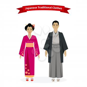 Japanese traditional clothes people. Asian girl, person tradition culture, kimono and woman, costume lady, geisha elegance, clothing oriental exotic illustration