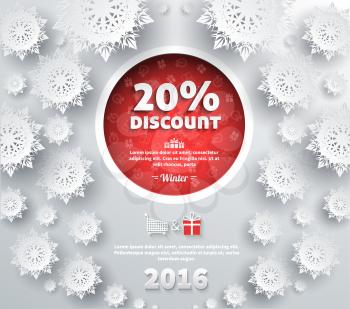 Winter discount best choice design flat. Sale and coupon, offer shopping, promotion and save money, winter christmas,  label and price, advertising buy, special retail illustration