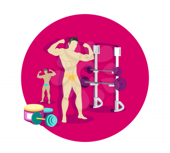 Bodybuilding sport concept icon flat design. Fitness and gym, weight and muscle, body bodybuilder, strong power strength athletic, training and dumbbell, athlete healthy. Bodybuilding concept