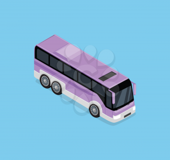 Vector isometric bus. Public transportation. Isometric bus icon. Isolated isometric bus. Detailed illustration of Isometric Bus in front top view. 3D isometric bus. Modern isometric tour bus. 3d bus