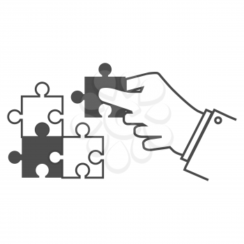 Creating or building own business concept. Puzzle piece, construction and development, build construct, idea and success, solution and growth, challenge and jigsaw illustration