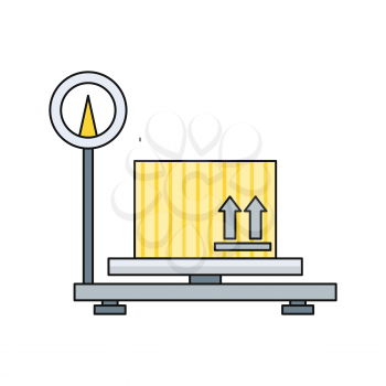 Scales flat design. Weight of goods. Box and cargo, package and freight, parcel and product, load packaging,  order and import, logistic and distribution illustration. Isolated scales icon.