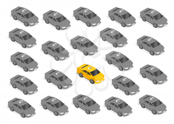 Flat 3d isometric high quality car taxi. City service transport icon. Car taxi icon. Isometric taxi web infographic. Isometric taxi cab. Isometric taxi top view. Isometric yellow taxi. Yellow taxi cab