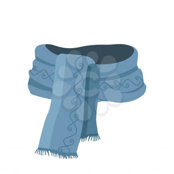 Striped scarf isolated icon. Striped scarf isolated on white. Striped scarf. Scarves icon. Scarf icon. Winter scarf. Cartoon striped scarf. Vector illustration