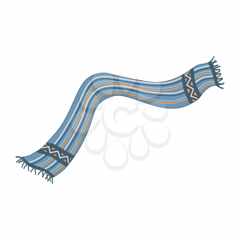 Striped scarf isolated icon. Striped scarf isolated on white. Striped scarf. Scarves icon. Scarf icon. Winter scarf. Cartoon striped scarf. Vector illustration