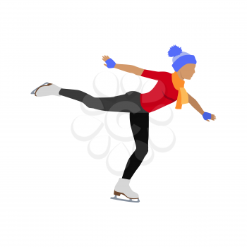 People skating flat style design. Ice skating, figure skating, skating rink, sport lifestyle, activity leisure, winter and ice, recreation outdoor illustration. People skating isolated