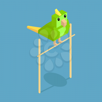 Pets parrot icon isometric 3d design. Pet and parrot, cane and parrot, animal parrot, parrot of pets, puppy animal, kitten character, nature domestic pets, fauna parrot bird, parrot vector illustratio