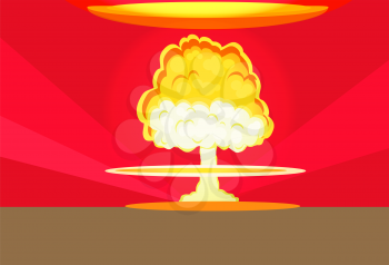 Bomb nuclear explosion design flat. Bomb danger, nuclear explosion, war nuclear, cloud mushroom atomic, energy bomb fire, armageddon bomb, power radioactive bomb, radiation bomb illustration