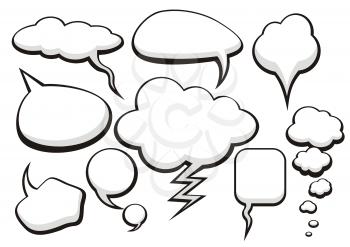 Think bubble set. Talk bubble collection sketch drawing. Thought sketch bubbles. Sketchy comic speech bubble. Hand drawn set sketch speech bubbles clouds rounds. Thought doodle bubbles design elements