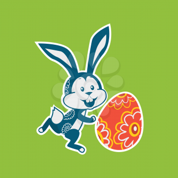 Easter rabbit icon design flat. Easter and easter bunny, rabbit and easter egg, egg and bunny, holiday easter and animal, hare easter, easter animal green, bunny easter with egg vector illustration
