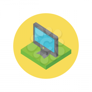 Isometric computer monitor isolated. 3D Computer monitor display. Computer display. Black screen. lcd tv monitor isolated. Icon of monitor. Computer monitor icon. Flat monitor. Vector computer monitor