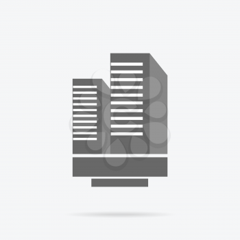 Skyscraper logo building icon. Black building and isolated skyscraper, tower and office city architecture building, house business building, apartment office vector illustration