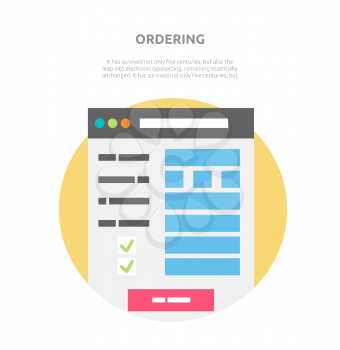 Ordering website element design. Order option, choice ordering information, info site webdesign interface ordering checklist, webpage vector illustration