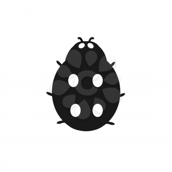 Insect ladybird isolated on white background. Ladybug small insect with a mottled pattern on wings, black logo icon on white. Ladybird sign drawing in flat design. Vector illustration
