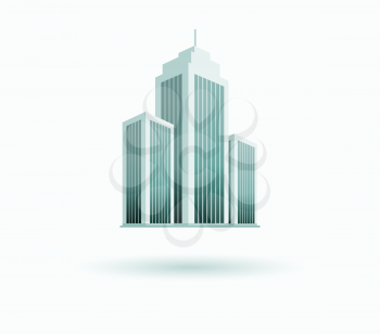 Skyscraper logo building icon. Black building and isolated skyscraper, tower and office city architecture, house business building logo, apartment office vector illustration