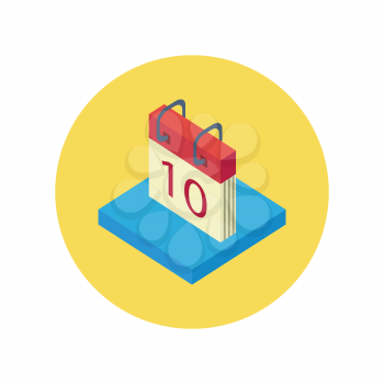 Isometric calendar app icon flat style design. Calendar icon page, monthly 3d calendar logo, date and time, web organizer application, button organize today vector illustration