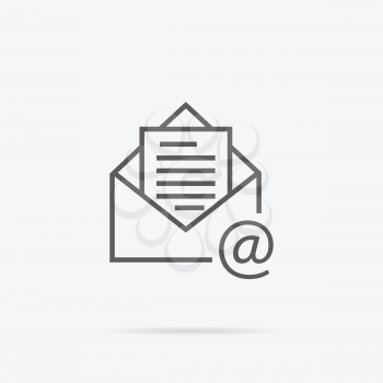 Envelope open design line thin. Letter icon mail. Email logo. Vector illustration
