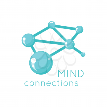 Mind connection logo science design. Science and mind logo, technology idea mind connection and business connection structure mind, network system vector illustration