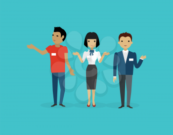 Sales team people group flat style. Sales person, salesman and sales meeting, marketing and business team, working job, management teamwork illustration