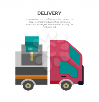 Delivery lorry driving fast design. Auto car and delivery van, truck lorry icon, shipping business, cargo vehicle transport, service transportation vector illustration