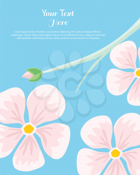 Flower text insertion. Frame flower border, floral love card, border form frame vector illustration on blue background