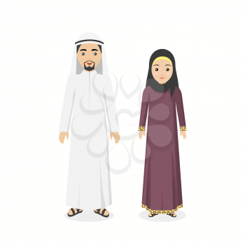 Saudi Arabia traditional clothes people. Arab traditional muslim, arabic clothing, east arabian dress, ethnicity islamic face with beard, person human guy illustration