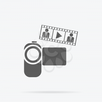Camera app icon flat style design. Video camera icon, photo or video icon, cinema camera lens logo, video technology equipment, web lens photography, video flash zoom vector illustration