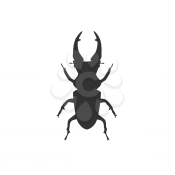 Icon of big beetle deer with horns. Stag beetle. Vector illustration