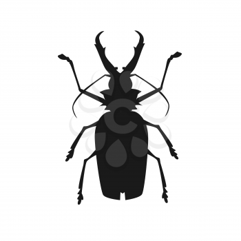 Icon of big beetle deer with horns. Stag beetle. Vector illustration