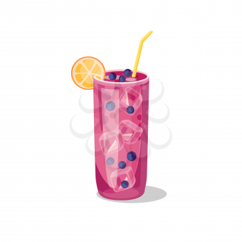 Cold alcohol coctails and other drinks isolated. Cocktail drink fruit juice in flat design style. Retro style holiday cocktail. Vector ilustration