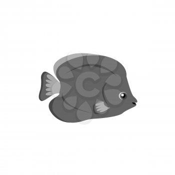 Chaetodon larvatus ocean fish icon. Beautifully painted fish living in ocean or sea with tail and fin. Creating living under water with a black color isolated on white background. Vector illustration